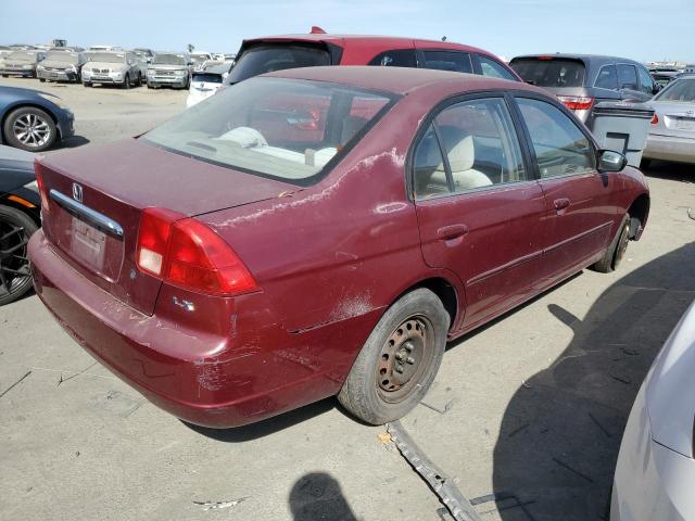 2HGES16512H571358 - 2002 HONDA CIVIC LX BURGUNDY photo 3