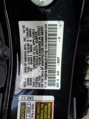 1HGFA15896L017710 - 2006 HONDA CIVIC EX BLACK photo 12