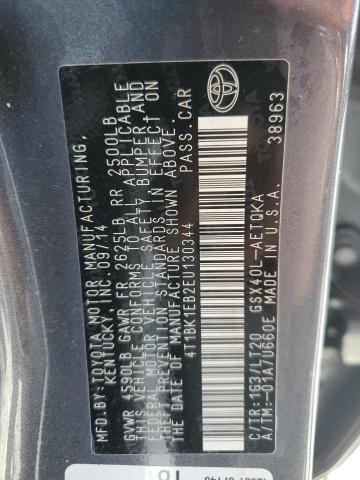 4T1BK1EB2EU130344 - 2014 TOYOTA AVALON BASE Boz foto 12