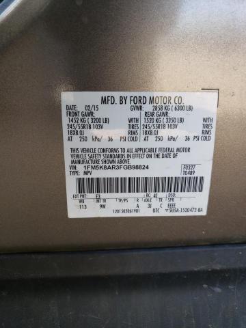 1FM5K8AR3FGB98824 - 2015 FORD EXPLORER POLICE INTERCEPTOR BEIGE photo 12