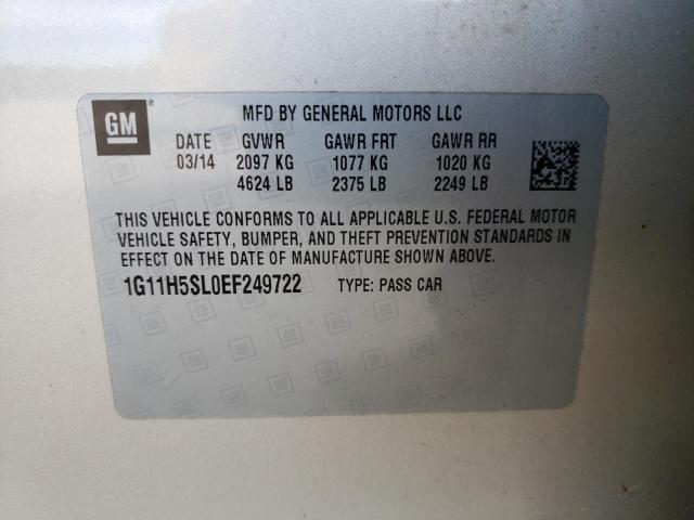 1G11H5SL0EF249722 - 2014 CHEVROLET MALIBU LTZ ბეჟი ფოტო 13