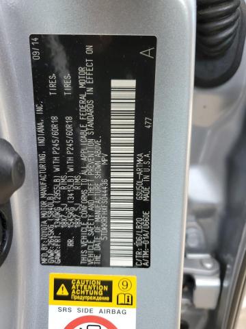 5TDKKRFHXFS044436 - 2015 TOYOTA HIGHLANDER XLE SILVER photo 13