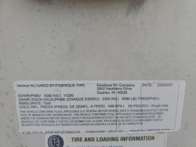 4YDF32F227S632175 - 2007 KEYSTONE OUTBACK TWO TONE photo 10