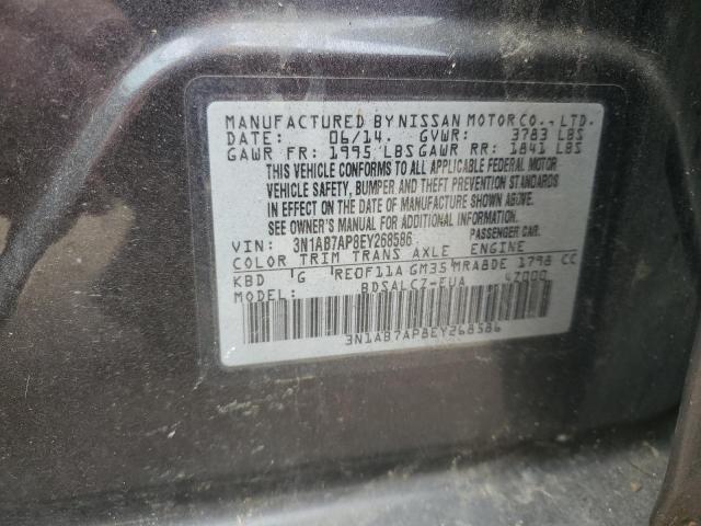 3N1AB7AP8EY268586 - 2014 NISSAN SENTRA S CHARCOAL photo 12