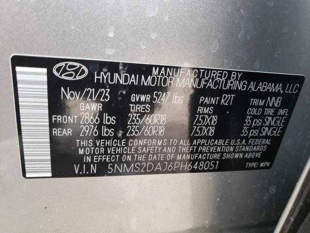 5NMS2DAJ6PH648051 - 2023 HYUNDAI SANTA FE SEL SILVER photo 13