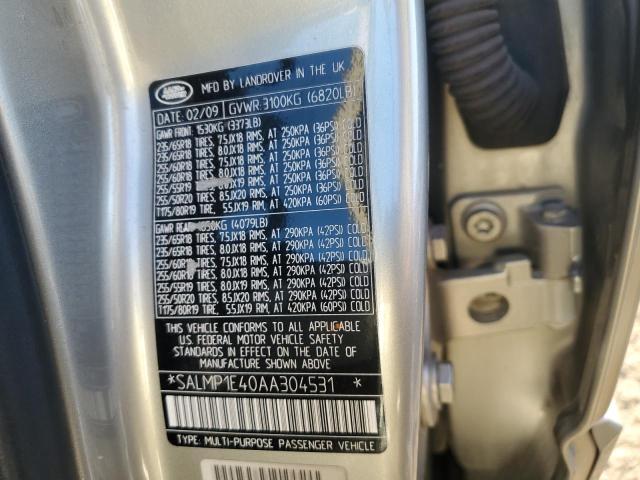 SALMP1E40AA304531 - 2010 LAND ROVER RANGE ROVE AUTOBIOGRAPHY SILVER photo 13