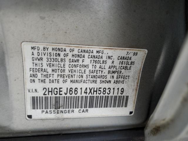 2HGEJ6614XH583119 - 1999 HONDA CIVIC BASE SILVER photo 13