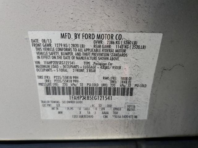 1FAHP2E85EG121541 - 2014 FORD TAURUS SEL SILVER photo 12