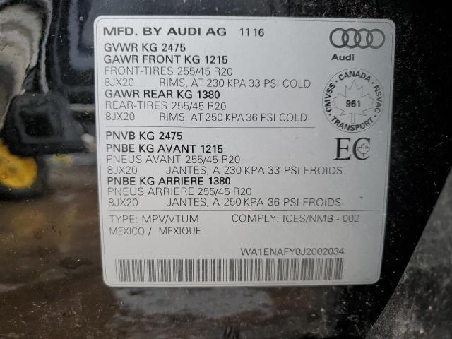 WA1ENAFY0J2002034 - 2018 AUDI Q5 PROGRESSIV S-LINE BLACK photo 14