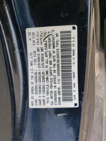 SHSRD68535U305315 - 2005 HONDA CR-V LX BLACK photo 12