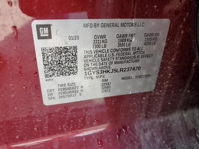 1GYS3HKJ5LR237470 - 2020 CADILLAC ESCALADE ESV LUXURY RED photo 13