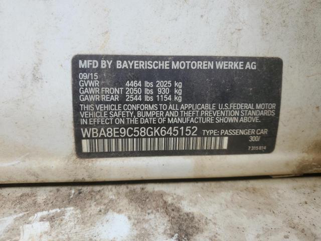 WBA8E9C58GK645152 - 2016 BMW 328 I SULEV WHITE photo 12