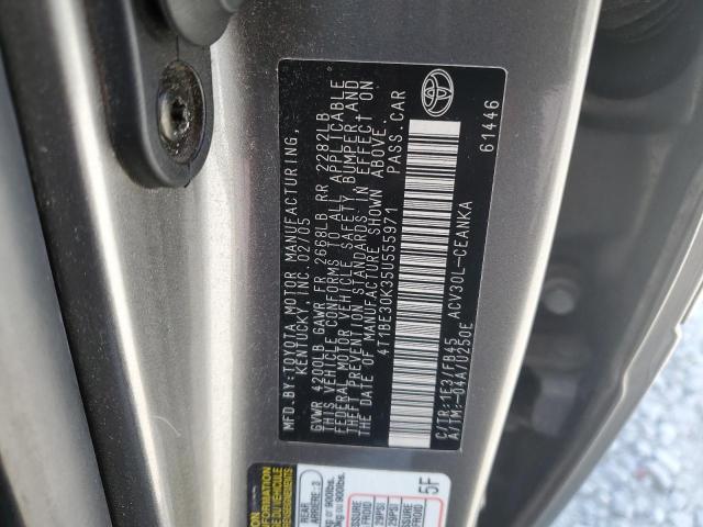 4T1BE30K35U555971 - 2005 TOYOTA CAMRY LE GRAY photo 12