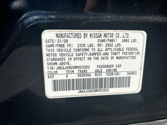 JNKAJ09E58M303262 - 2008 INFINITI EX35 BASE Սև լուսանկար 10