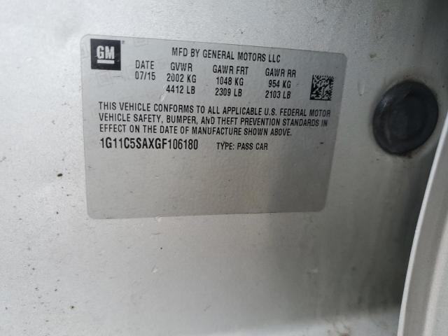 1G11C5SAXGF106180 - 2016 CHEVROLET MALIBU LIM LT 银色 照片 12