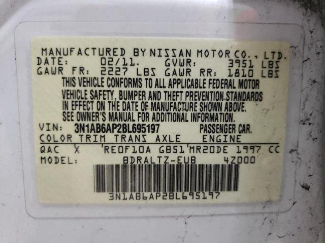 3N1AB6AP2BL695197 - 2011 NISSAN SENTRA 2.0 WHITE photo 12