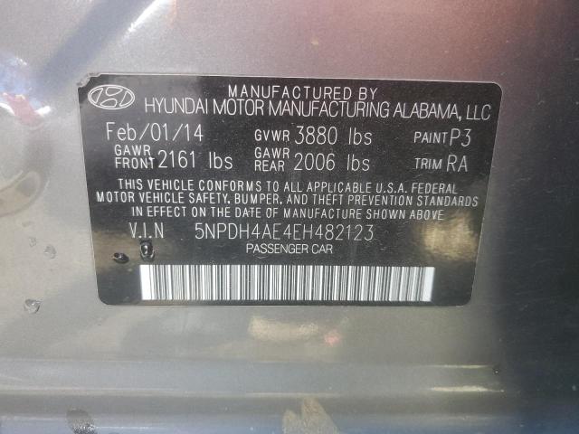 5NPDH4AE4EH482123 - 2014 HYUNDAI ELANTRA SE GRAY photo 12