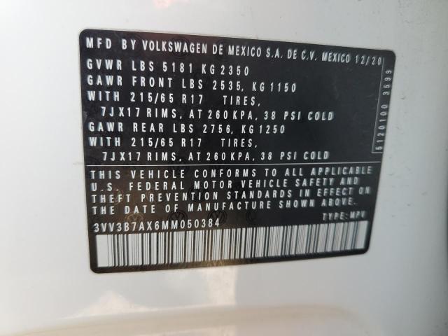 3VV3B7AX6MM050384 - 2021 VOLKSWAGEN TIGUAN SE WHITE photo 13