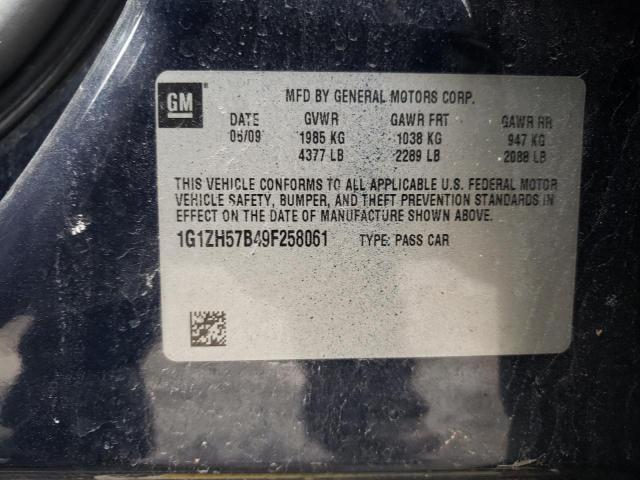 1G1ZH57B49F258061 - 2009 CHEVROLET MALIBU 1LT BLUE photo 12