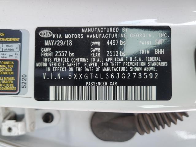 5XXGT4L36JG273592 - 2018 KIA OPTIMA LX WHITE photo 12