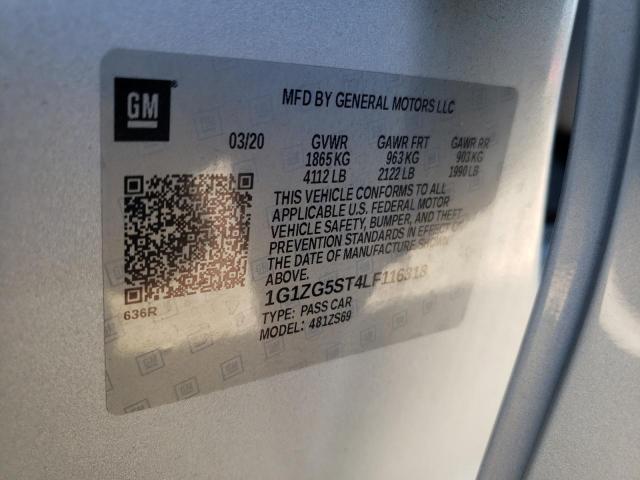 1G1ZG5ST4LF116318 - 2020 CHEVROLET MALIBU RS 银色 照片 13