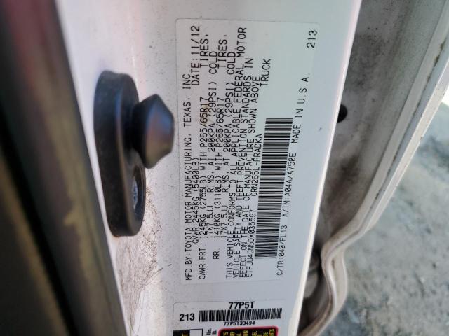 5TFJU4GN5DX035597 - 2013 TOYOTA TACOMA DOUBLE CAB PRERUNNER WHITE photo 12