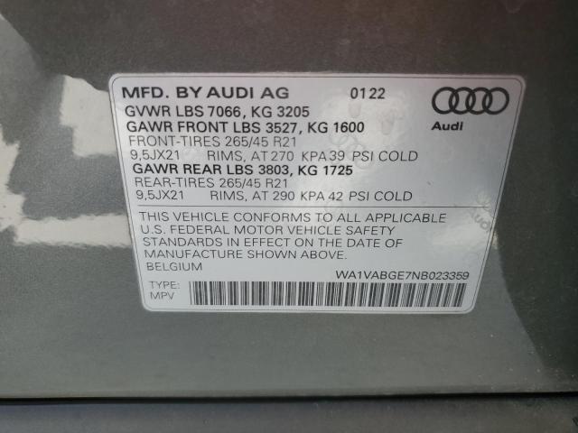 WA1VABGE7NB023359 - 2022 AUDI E-TRON CHRONOS GRAY photo 14