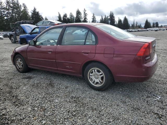 2HGES16582H502912 - 2002 HONDA CIVIC LX BURGUNDY photo 2