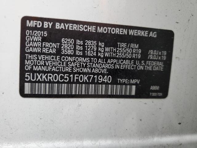 5UXKR0C51F0K71940 - 2015 BMW X5 XDRIVE35I WHITE photo 14