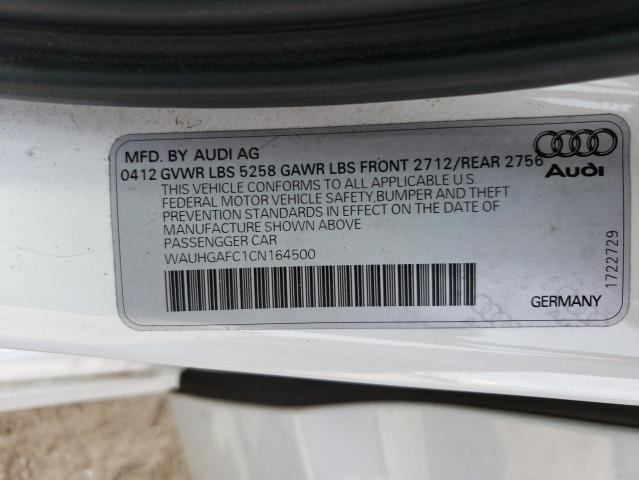 WAUHGAFC1CN164500 - 2012 AUDI A6 PRESTIGE თეთრი ფოტო 12
