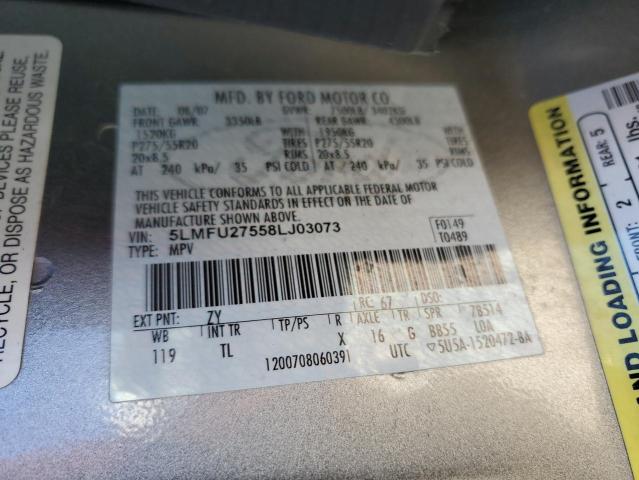 5LMFU27558LJ03073 - 2008 LINCOLN NAVIGATOR SILVER photo 13