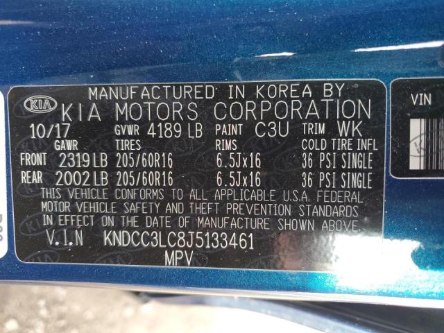 KNDCC3LC8J5133461 - 2018 KIA NIRO EX BLUE photo 12