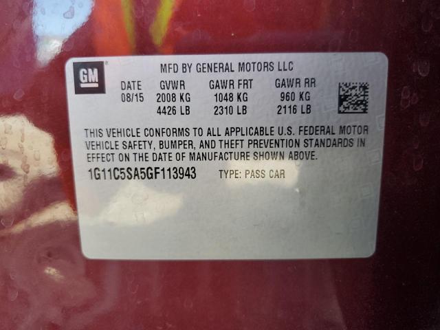 1G11C5SA5GF113943 - 2016 CHEVROLET MALIBU LIM LT 栗色 照片 12