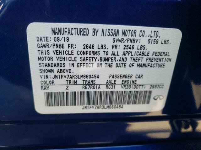 JN1FV7AR3LM660454 - 2020 INFINITI Q50 RED SPORT 400 BLUE photo 12