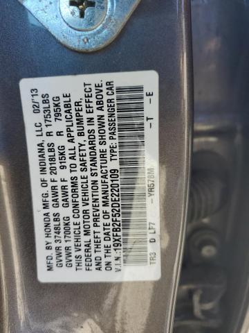 19XFB2F52DE220109 - 2013 HONDA CIVIC LX GRAY photo 12