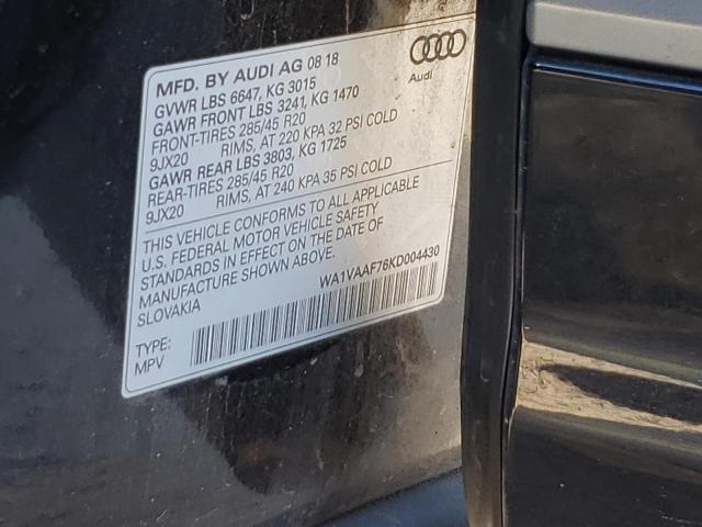 WA1VAAF76KD004430 - 2019 AUDI Q7 PRESTIGE BLACK photo 13