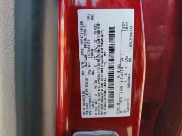 5LMCJ2C95KUL45142 - 2019 LINCOLN MKC SELECT Կարմիր լուսանկար 13