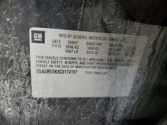 2G4GR5EK8C9174187 - 2012 BUICK REGAL 黑色 照片 13