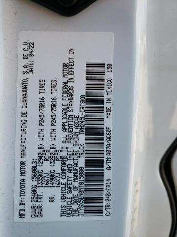 3TYSX5EN0NT015080 - 2022 TOYOTA TACOMA ACCESS CAB თეთრი ფოტო 12