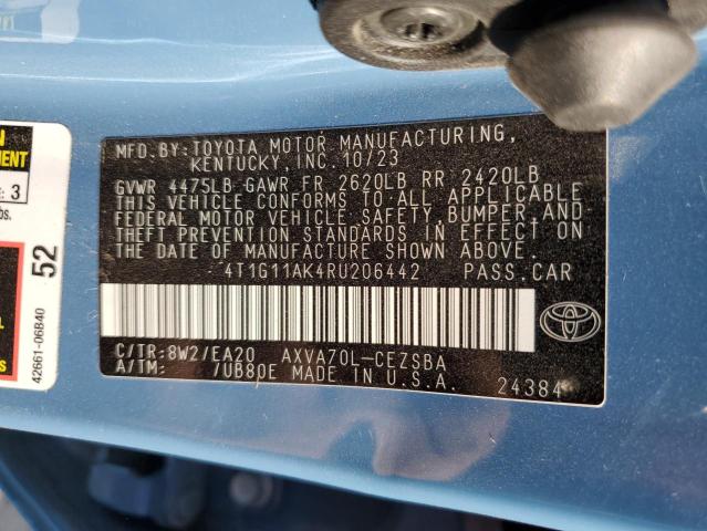 4T1G11AK4RU206442 - 2024 TOYOTA CAMRY SE NIGHT SHADE BLUE photo 13