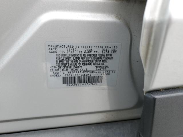 3N1CP5BVXLL567678 - 2020 NISSAN KICKS S SILVER photo 12