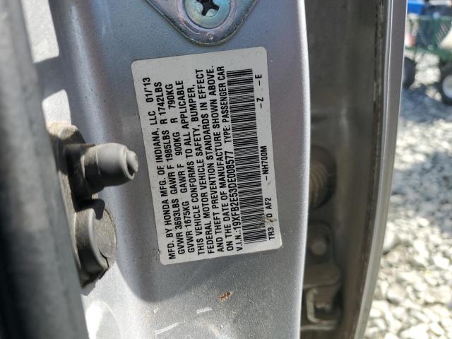 19XFB2E53DE008577 - 2013 HONDA CIVIC LX SILVER photo 13