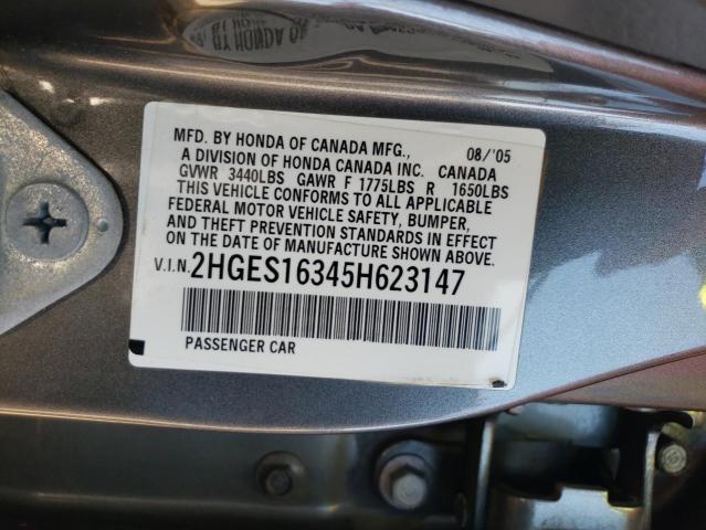 2HGES16345H623147 - 2005 HONDA CIVIC DX VP 灰色 照片 12