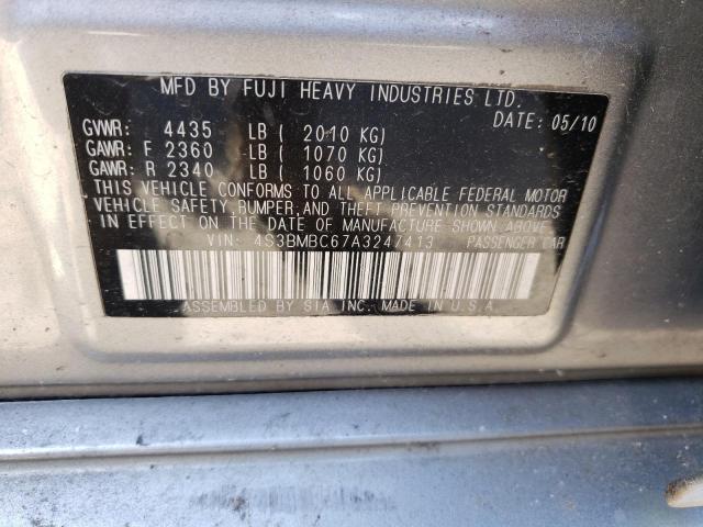 4S3BMBC67A3247413 - 2010 SUBARU LEGACY 2.5I PREMIUM GRAY photo 12