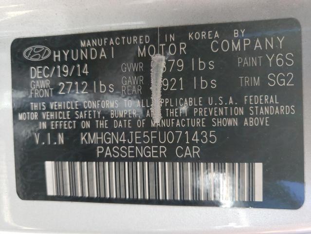 KMHGN4JE5FU071435 - 2015 HYUNDAI GENESIS 3.8L SILVER photo 12