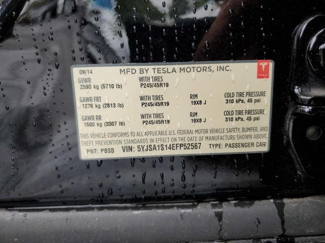 5YJSA1S14EFP52567 - 2014 TESLA MODEL S BLACK photo 12
