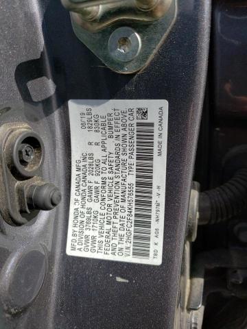 2HGFC2F84KH576555 - 2019 HONDA CIVIC SPORT 灰色 照片 12