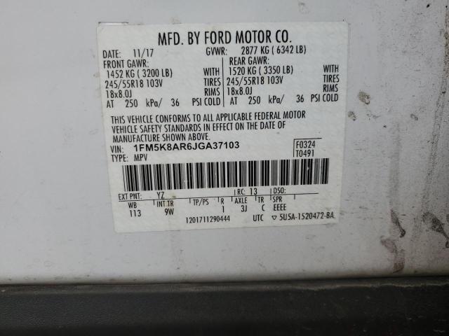 1FM5K8AR6JGA37103 - 2018 FORD EXPLORER POLICE INTERCEPTOR Ağ foto 13