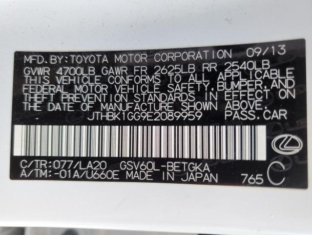 JTHBK1GG9E2089959 - 2014 LEXUS ES 350 WHITE photo 13