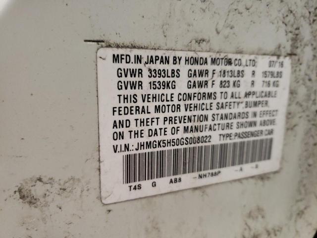 JHMGK5H50GS008022 - 2016 HONDA FIT LX WHITE photo 13